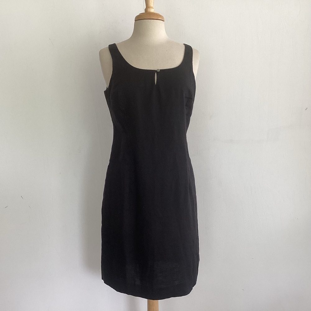 Audrey Hepburn  Linen Scoop Neck knee length LBD Lagenlook Rafaella Sport. Sz 10